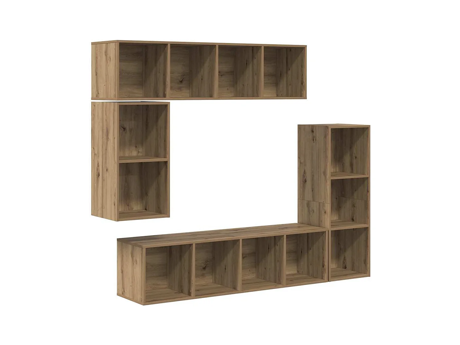 Ensemble meuble TV 4 pièces chêne artisanal 37 x 37 x 142.5 cm