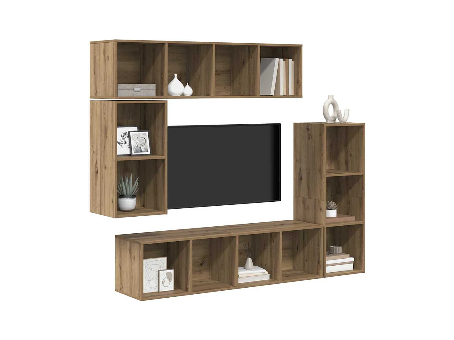 Ensemble meuble TV 4 pièces chêne artisanal 37 x 37 x 142.5 cm