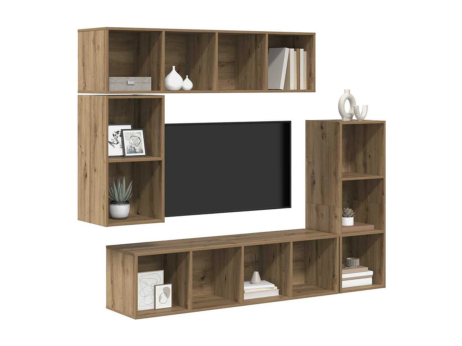 Conjunto de mueble de TV 4 pcs Roble artisan 37 x 37 x 142.5 cm