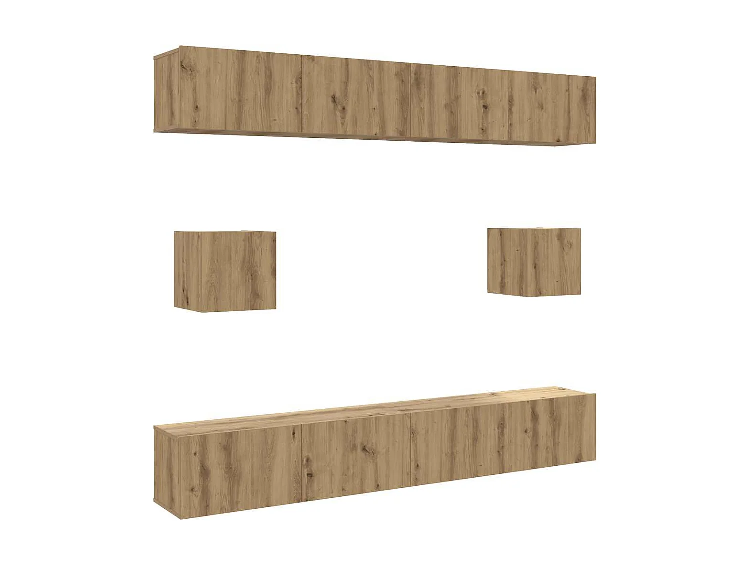 Ensemble de meuble TV mural 6 pièces chêne artisanal