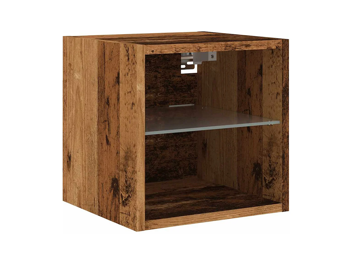 Meubles TV muraux et lumières LED 2pièces vieux bois 30x28,5x30cm