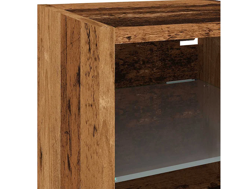 Meubles TV muraux et lumières LED 2pièces vieux bois 30x28,5x30cm