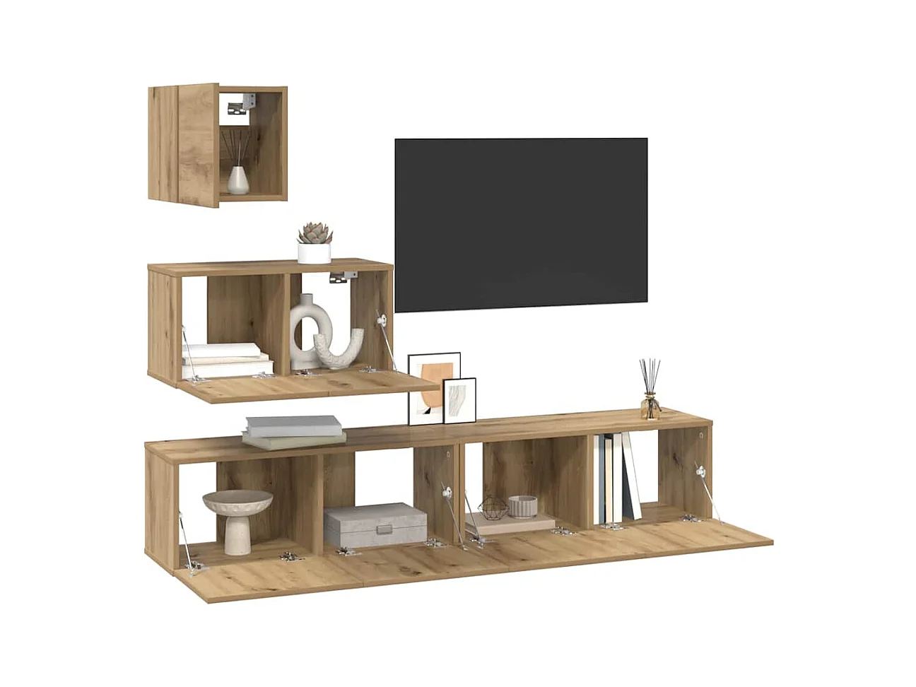 Ensemble meuble TV 4 pièces chêne artisanal 80 x 30 x 30 cm