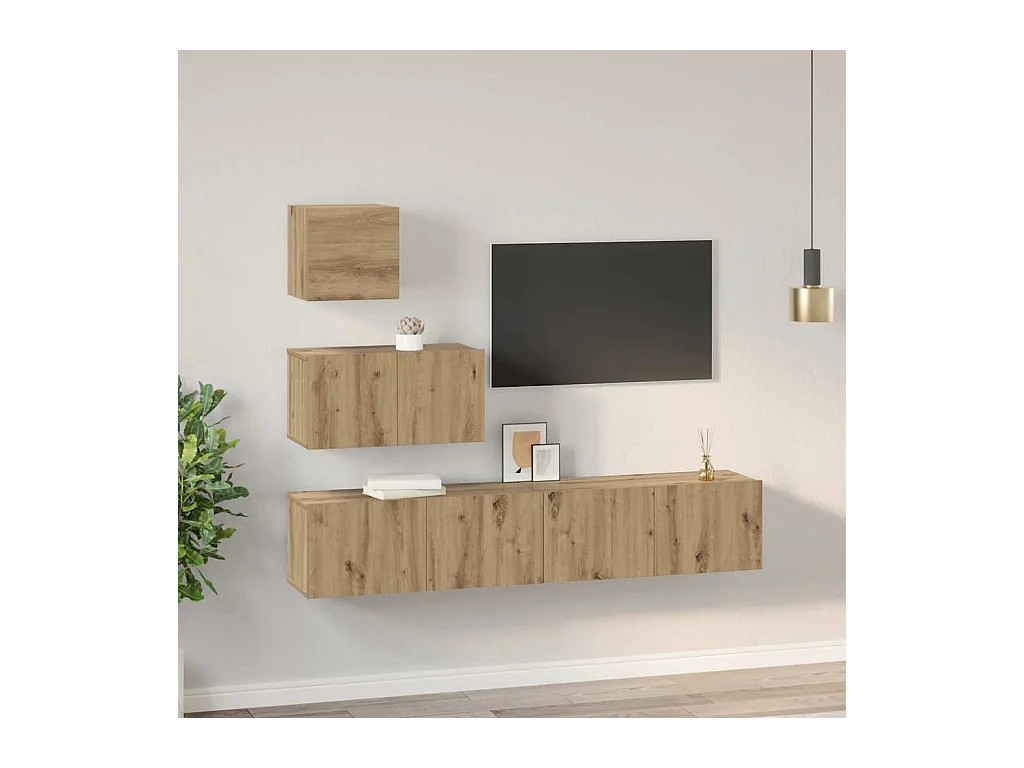 Ensemble meuble TV 4 pièces chêne artisanal 80 x 30 x 30 cm