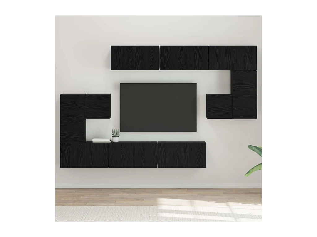 Ensemble meuble TV 10 pièces Chêne noir 60 x 30 x 30 cm