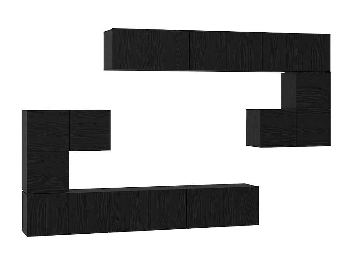 Conjunto de mueble de TV 10 pcs Roble negro 60 x 30 x 30 cm