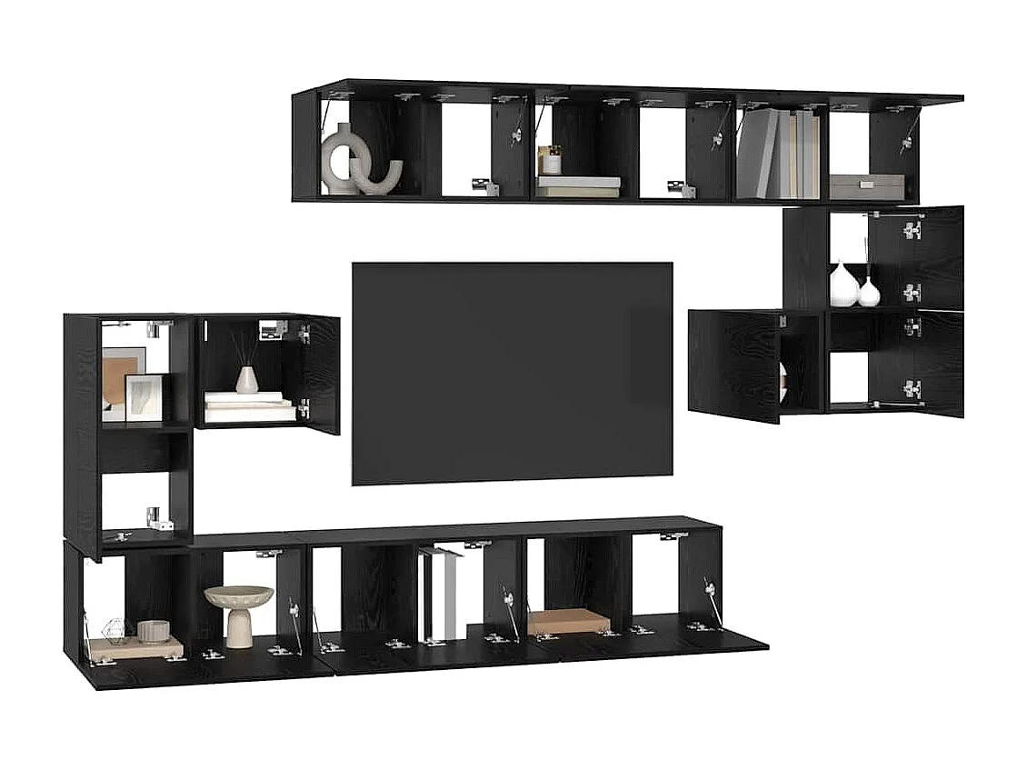 Conjunto de mueble de TV 10 pcs Roble negro 60 x 30 x 30 cm