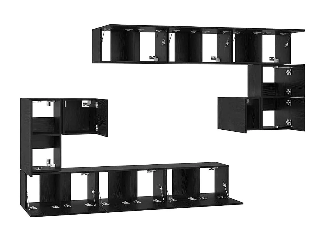 Conjunto de mueble de TV 10 pcs Roble negro 60 x 30 x 30 cm