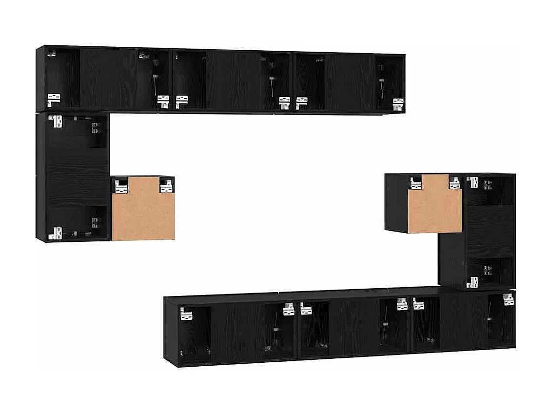 Conjunto de mueble de TV 10 pcs Roble negro 60 x 30 x 30 cm