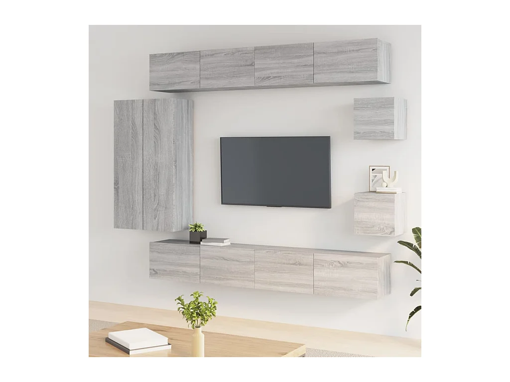 Ensemble de meubles TV 8 pièces Sonoma gris Bois d'ingénierie