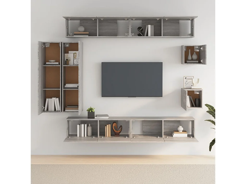 Ensemble de meubles TV 8 pièces Sonoma gris Bois d'ingénierie