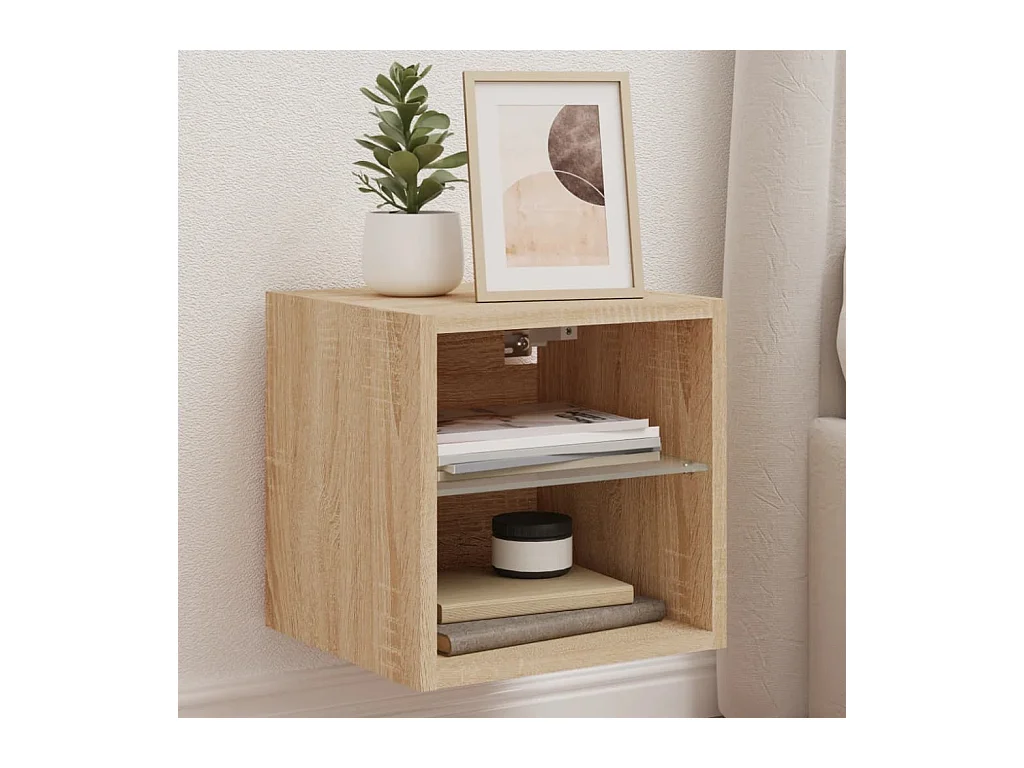 Meubles TV muraux lumières LED 2 pièces chêne sonoma 30x28,5x30 cm