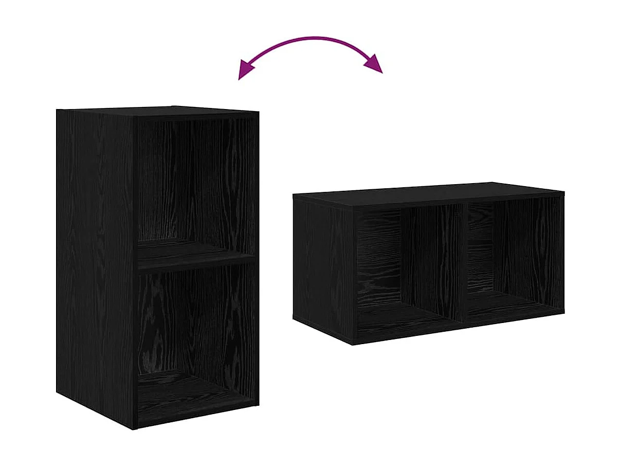 Meuble TV mural 2 pièces Chêne Noir 37 x 37 x 72 cm