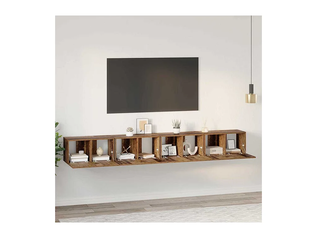 Ensemble meuble TV 4 pièces Bois ancien 60 x 30 x 30 cm