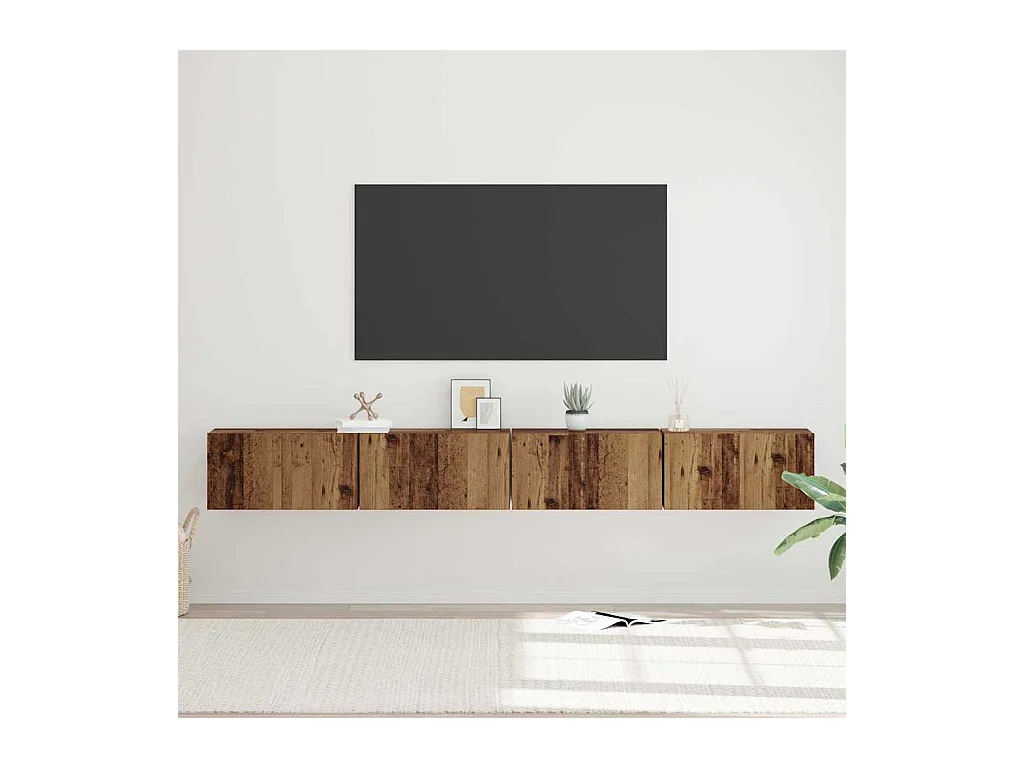 Ensemble meuble TV 4 pièces Bois ancien 60 x 30 x 30 cm