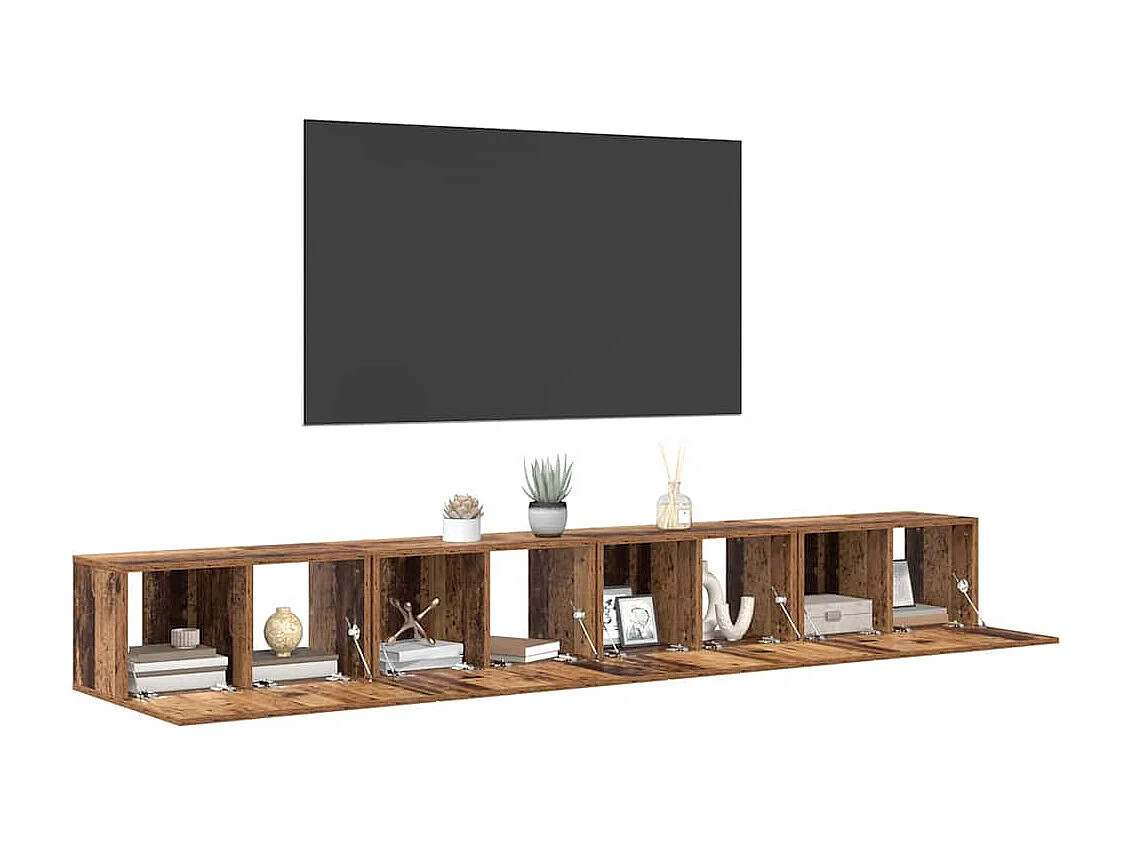 Ensemble meuble TV 4 pièces Bois ancien 60 x 30 x 30 cm