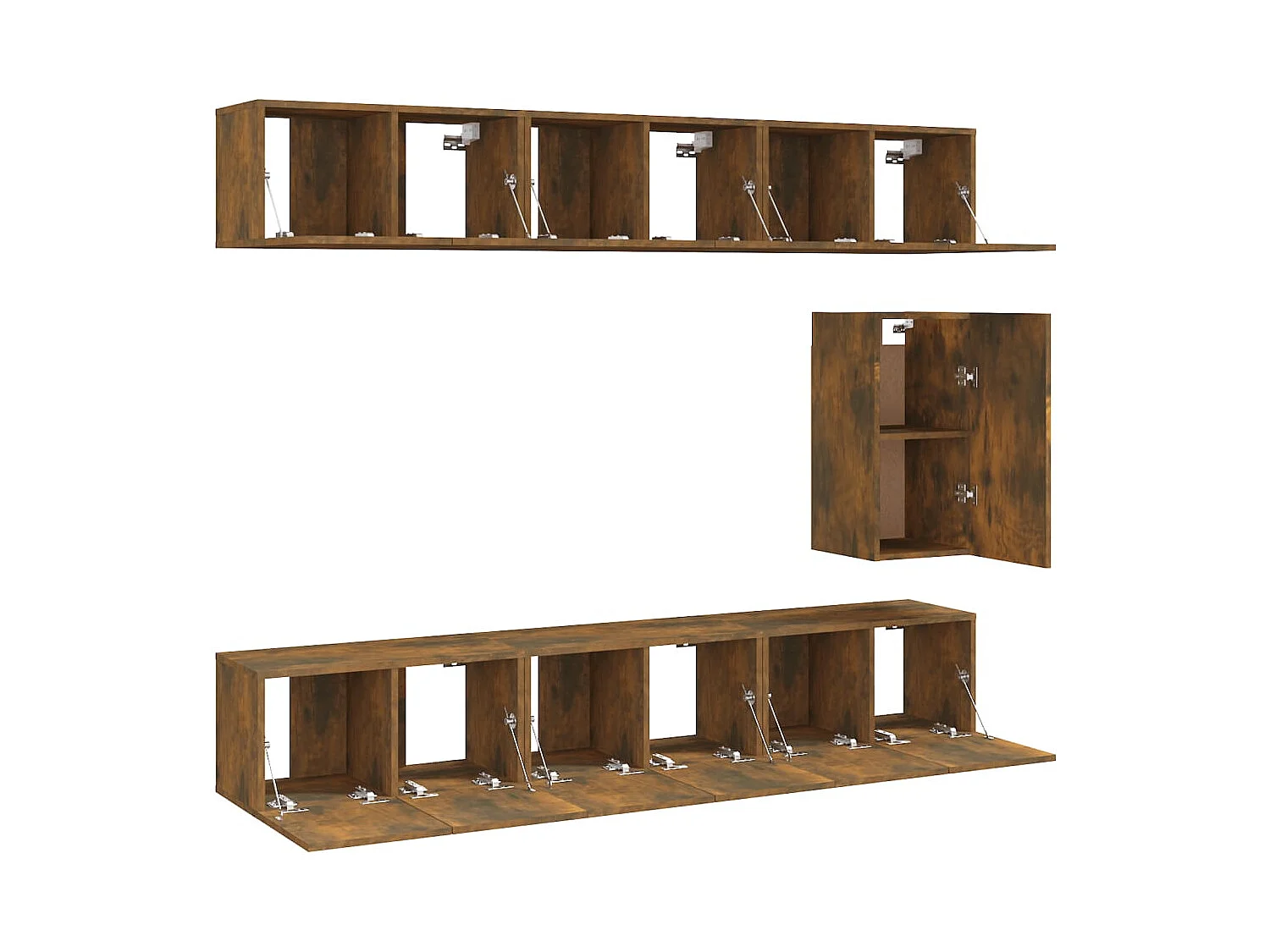 Set de muebles de TV 7 pzas madera contrachapada roble ahumado