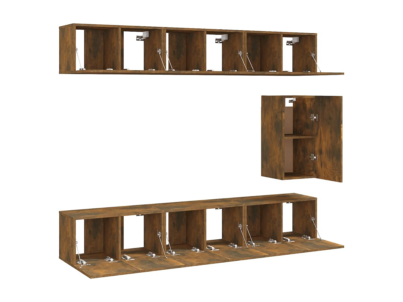 Set de muebles de TV 7 pzas madera contrachapada roble ahumado