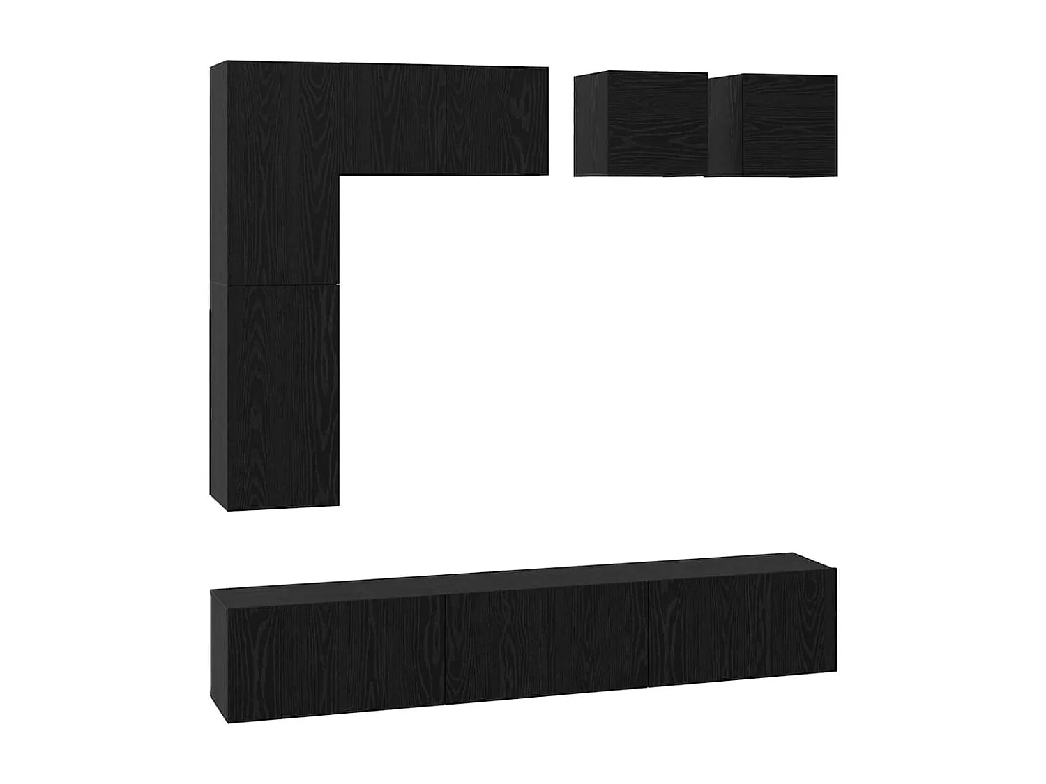 Conjunto de mueble de TV Montaje en la pared 8 pcs Roble negro