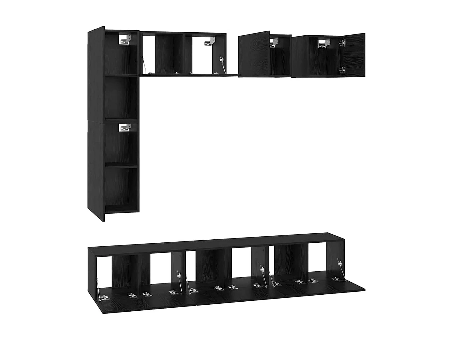 Conjunto de mueble de TV Montaje en la pared 8 pcs Roble negro