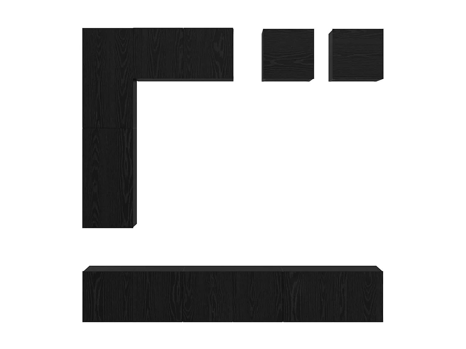 Conjunto de mueble de TV Montaje en la pared 8 pcs Roble negro