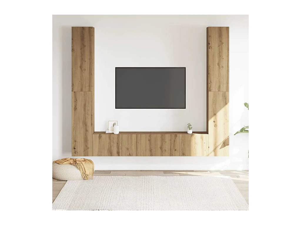 Meubles TV muraux 6 pièces chêne artisanal bois d'ingénierie