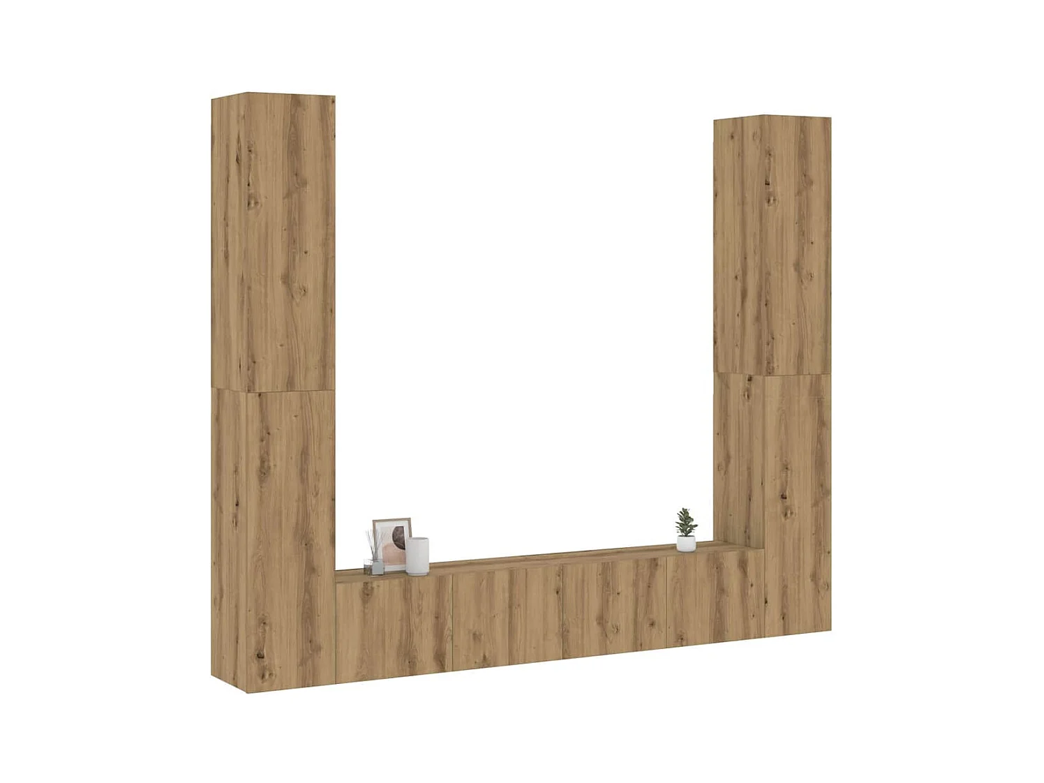 Muebles de TV de pared 6 uds madera ingeniería roble artesanal