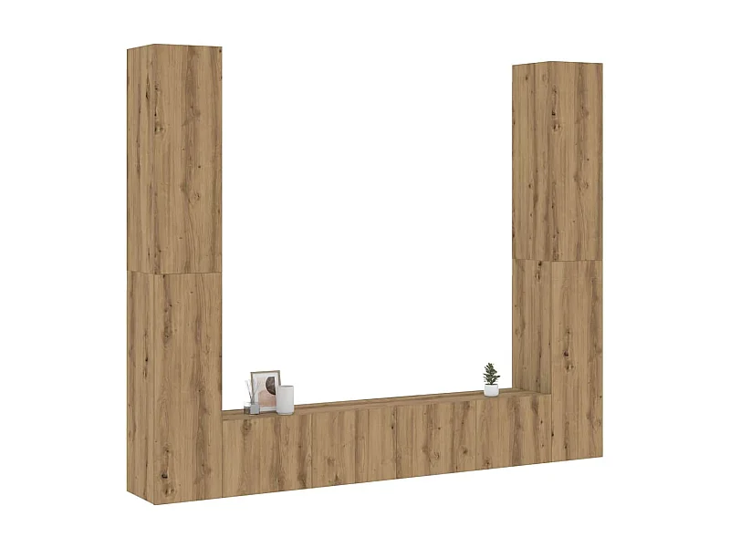 armários TV montados na parede 6 peças madeira carvalho artesanal