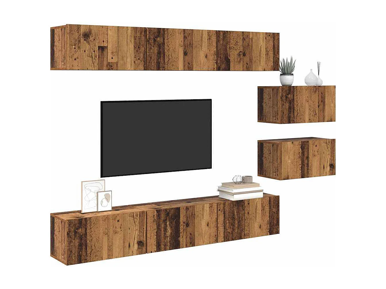 Ensemble meuble TV 8 pièces Bois ancien 60 x 30 x 30 cm