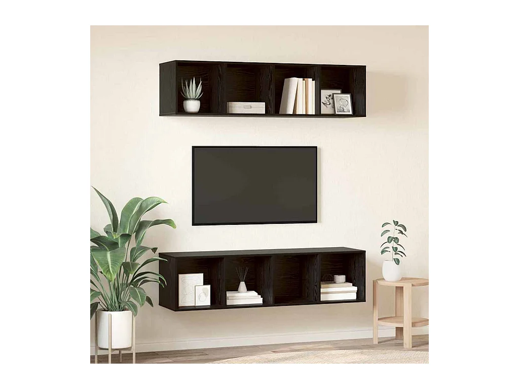 Ensemble meuble TV 2 pièces Chêne noir 37 x 37 x 142.5 cm