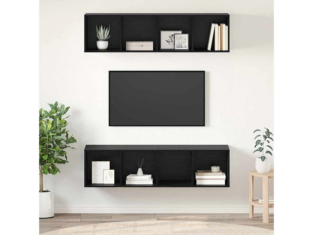 Ensemble meuble TV 2 pièces Chêne noir 37 x 37 x 142.5 cm