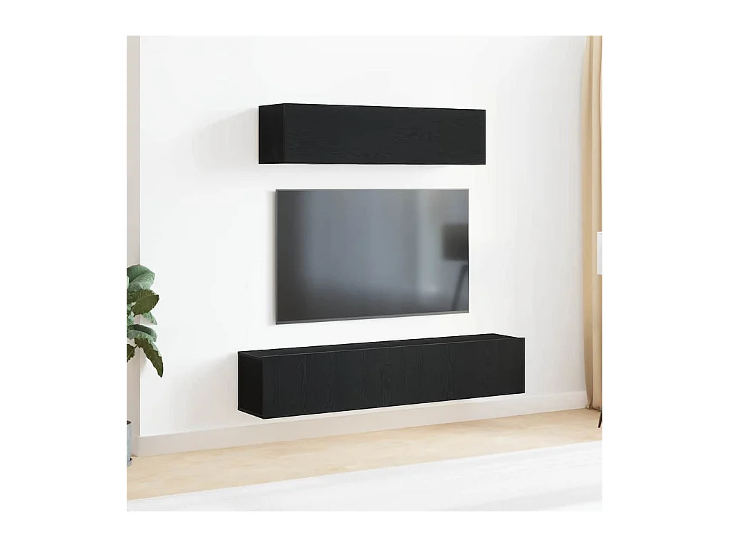 Set de 6 meubles TV - Muraux, en chêne noir