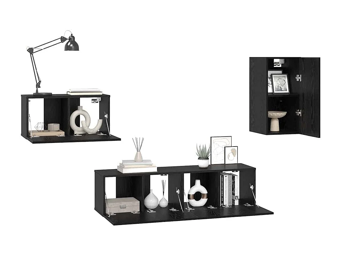 Ensemble meuble TV 4 pièces Chêne noir 30.5 x 30 x 60 cm