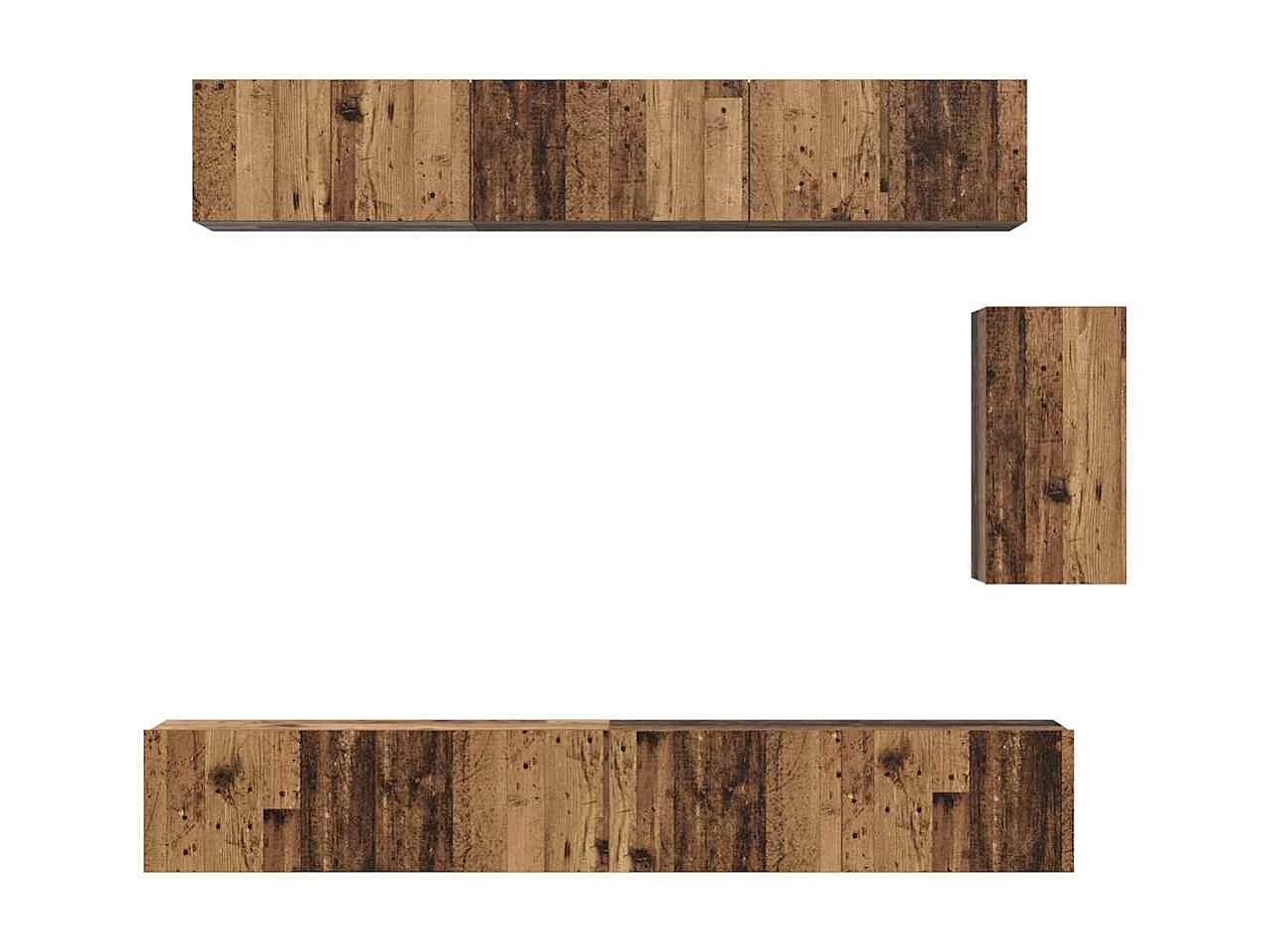 Ensemble meuble TV 6 pièces Bois ancien 100 x 30 x 30 cm