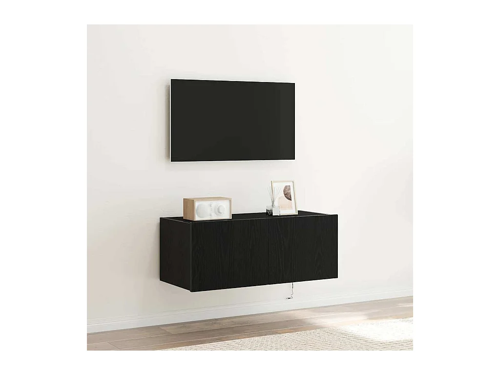 Meuble TV mural Chêne noir 80 x 35 x 31 cm Bois d'ingénierie