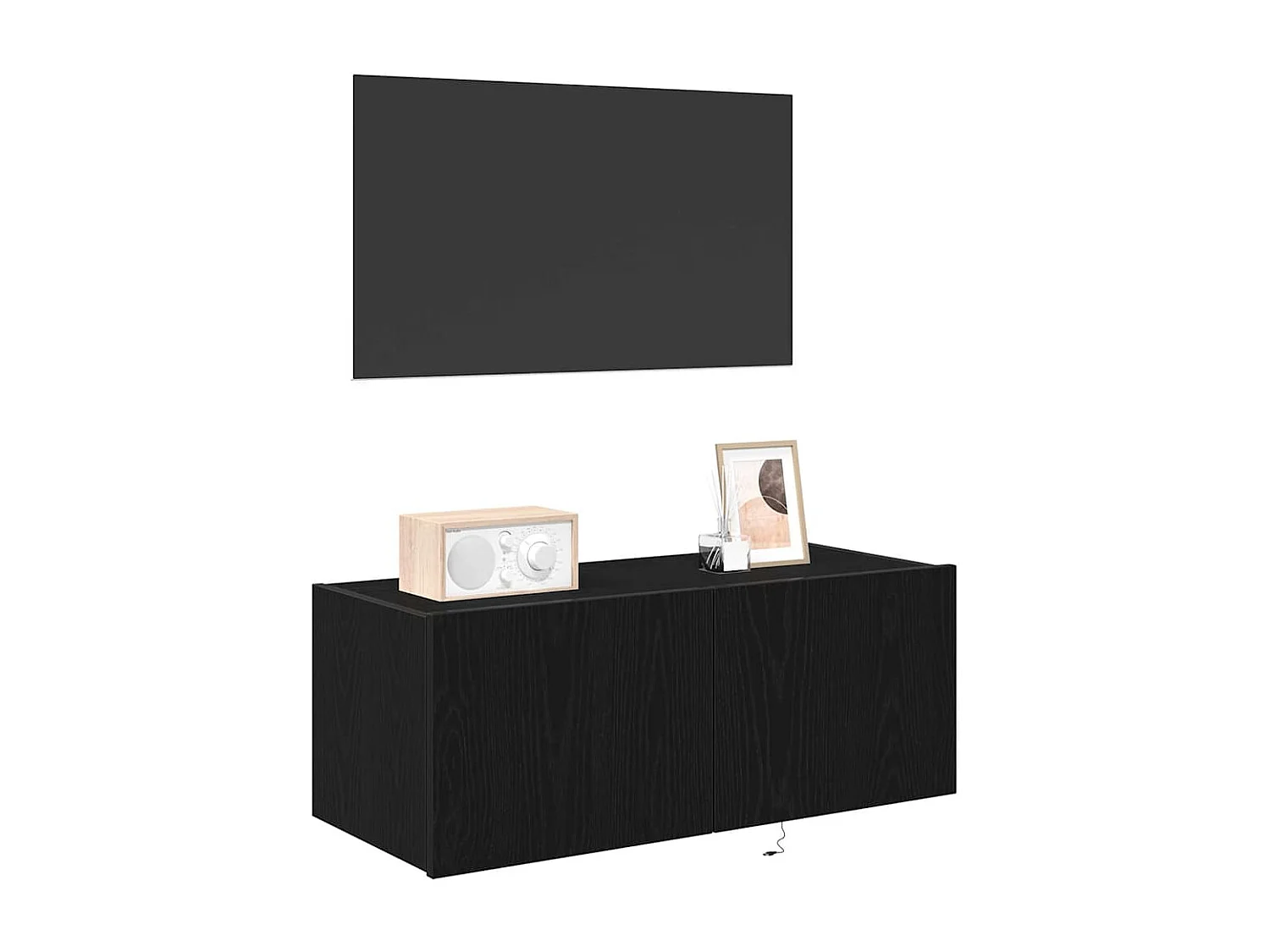 Meuble TV mural Chêne noir 80 x 35 x 31 cm Bois d'ingénierie
