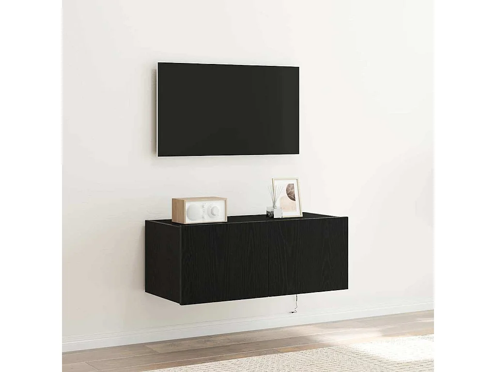 Meuble TV mural Chêne noir 80 x 35 x 31 cm Bois d'ingénierie