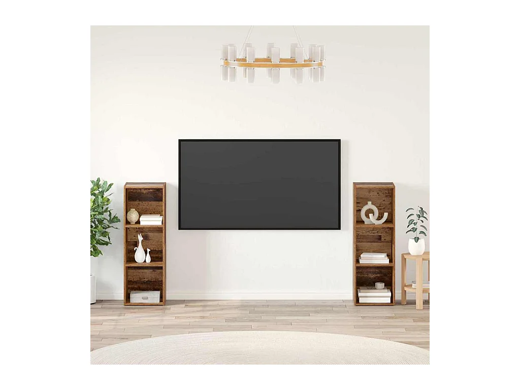 Ensemble meuble TV 2 pièces Bois ancien 107 x 35 x 37 cm