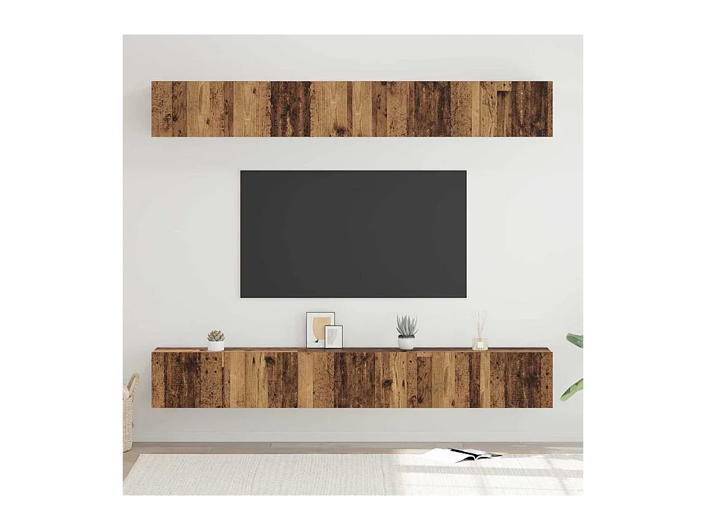 Ensemble meuble TV 6 pièces Bois ancien 80 x 30 x 30 cm