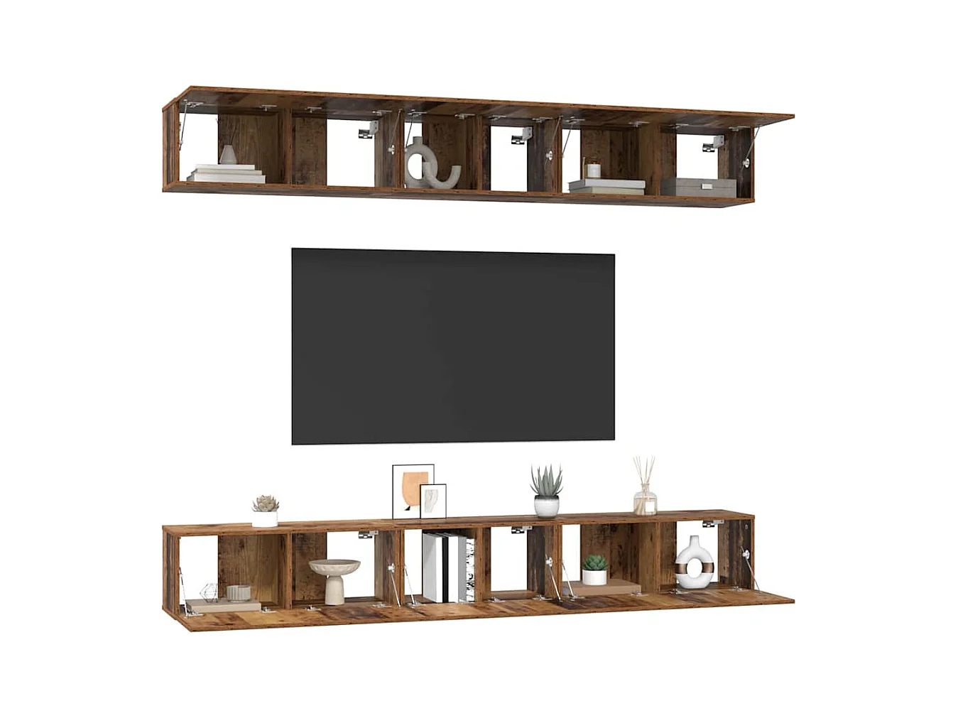 Ensemble meuble TV 6 pièces Bois ancien 80 x 30 x 30 cm