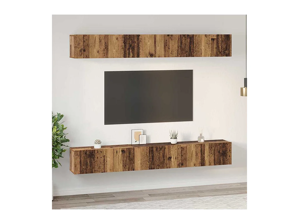 Ensemble meuble TV 6 pièces Bois ancien 80 x 30 x 30 cm