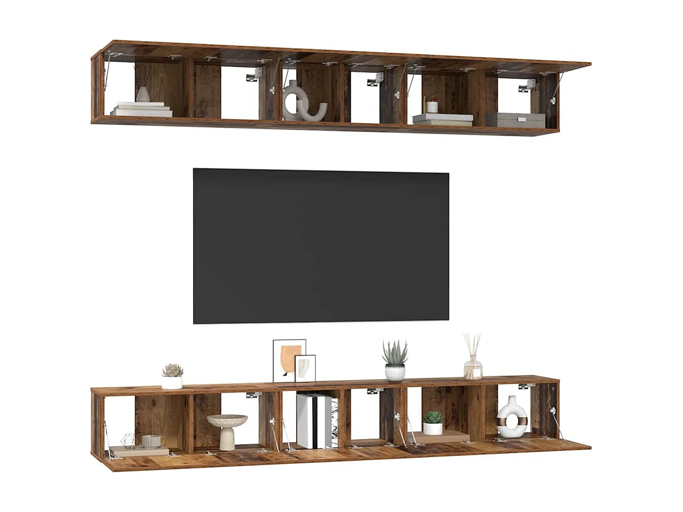 Ensemble meuble TV 6 pièces Bois ancien 80 x 30 x 30 cm