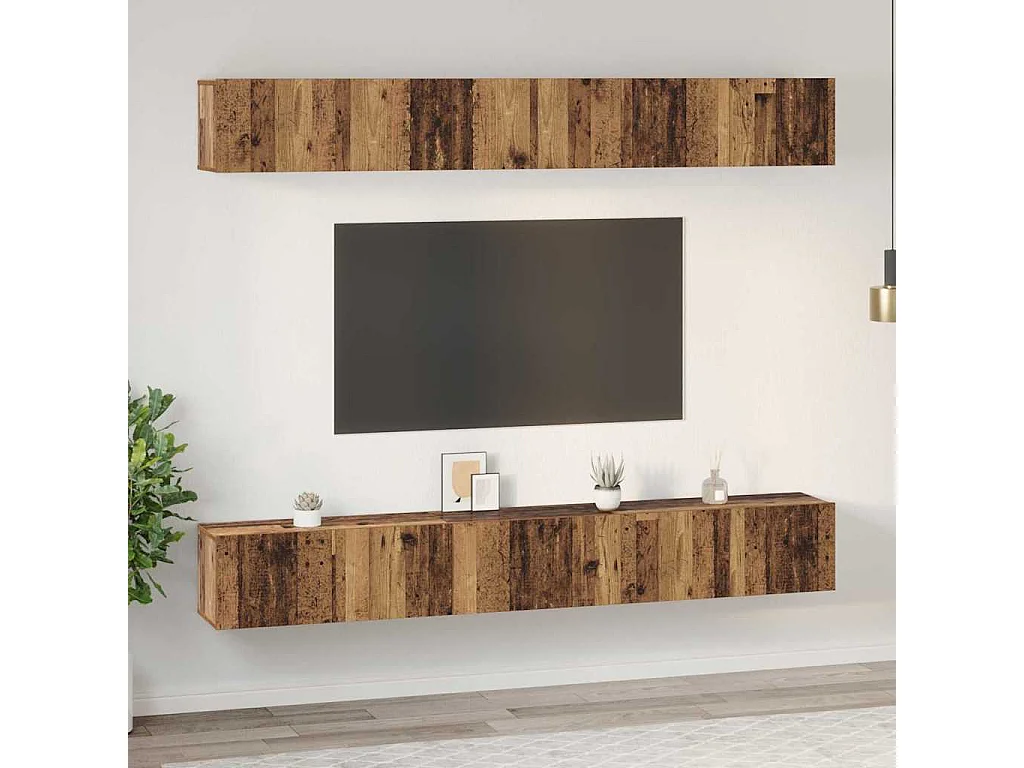 Ensemble meuble TV 6 pièces Bois ancien 80 x 30 x 30 cm