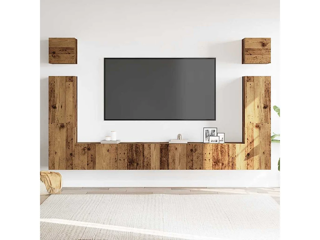 Ensemble de meuble TV mural 6 pièces vieux bois bois d'ingénierie