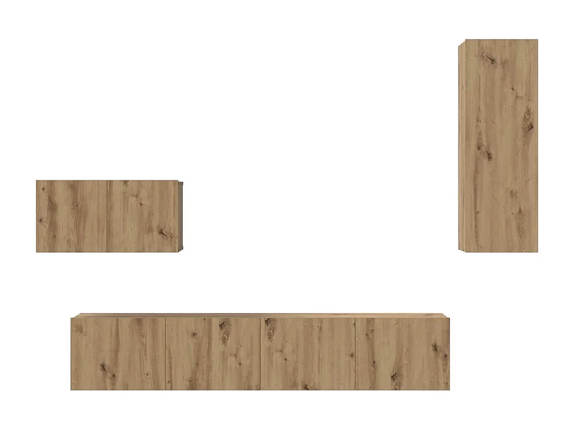 Meuble TV mural 4 pièces chêne artisanal 200 x 30 x 30 cm