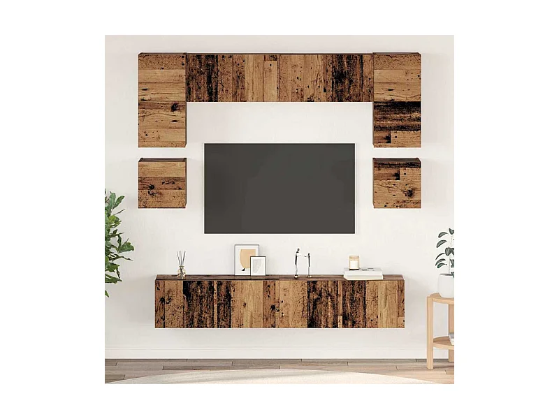 Ensemble meuble TV 8 pièces Bois ancien 80 x 30 x 30 cm