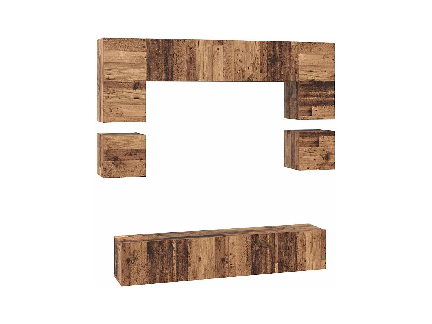 Ensemble meuble TV 8 pièces Bois ancien 80 x 30 x 30 cm