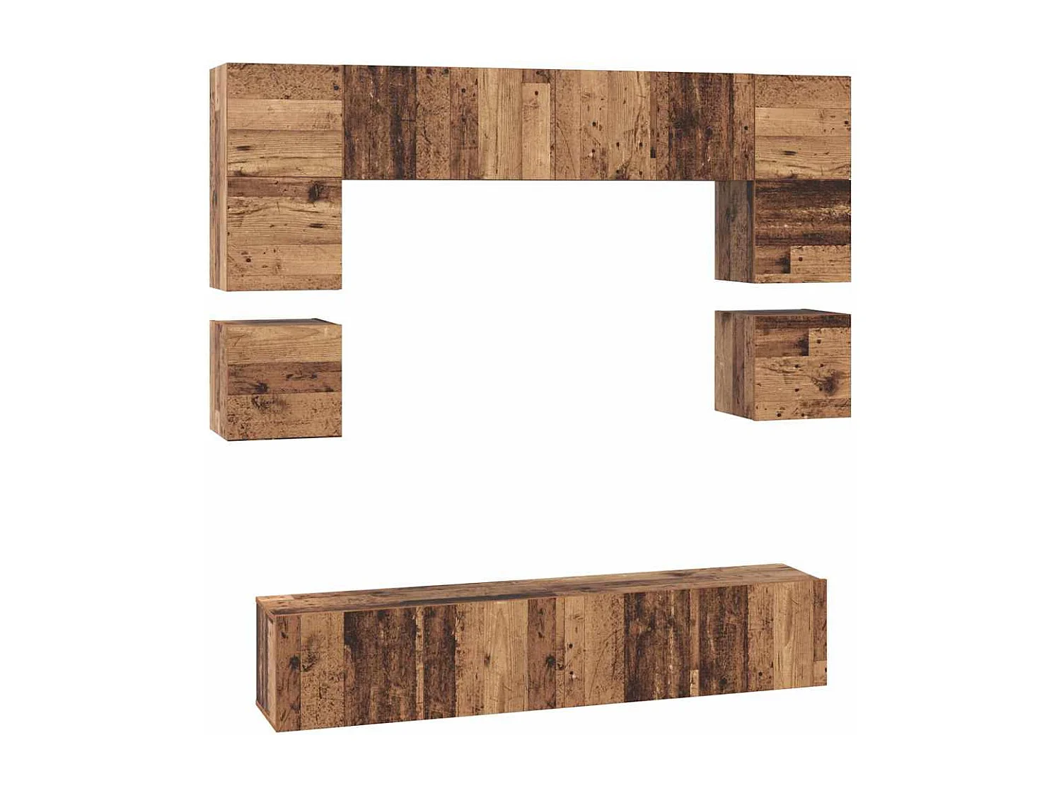 Ensemble meuble TV 8 pièces Bois ancien 80 x 30 x 30 cm