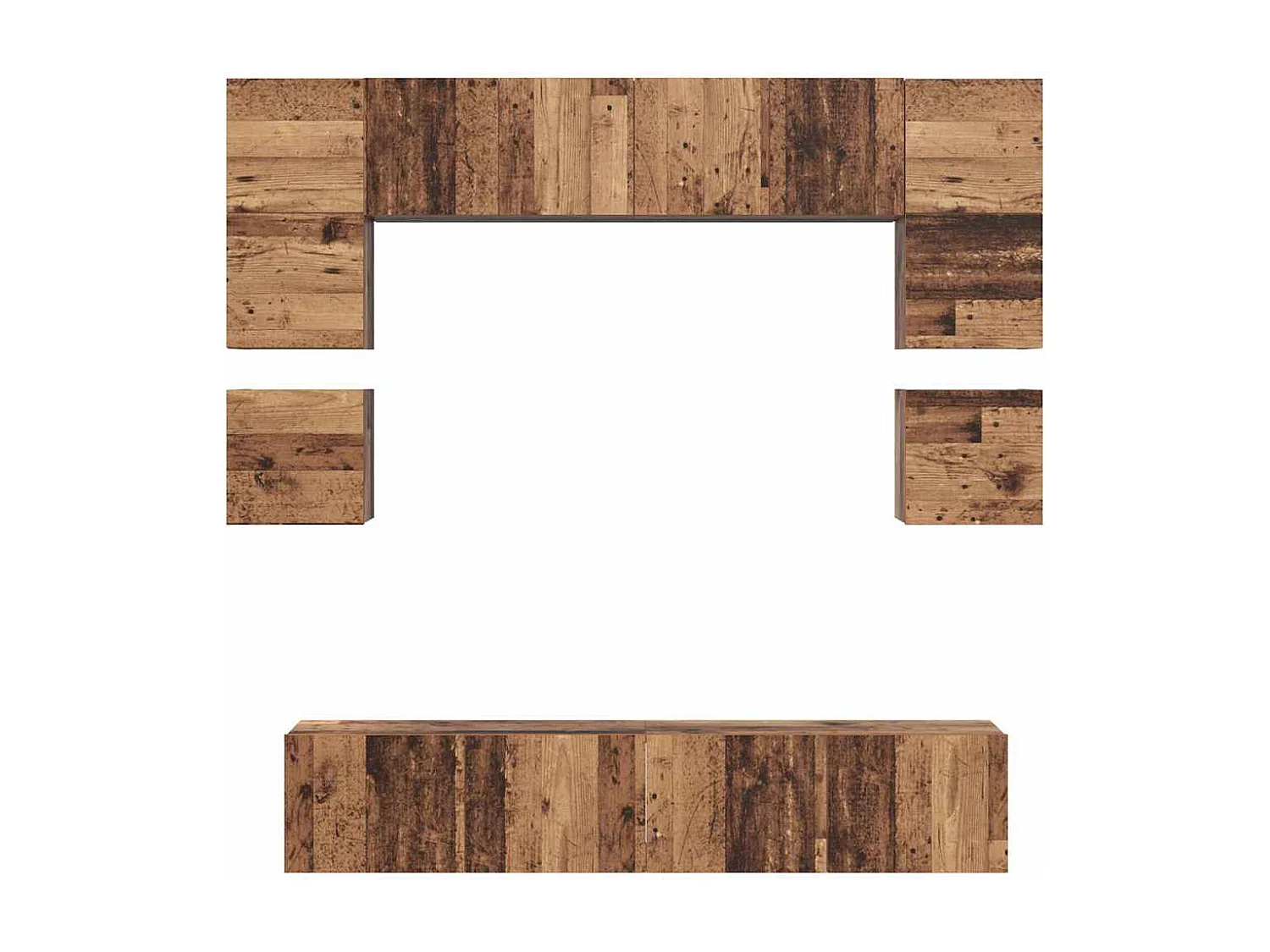 Ensemble meuble TV 8 pièces Bois ancien 80 x 30 x 30 cm