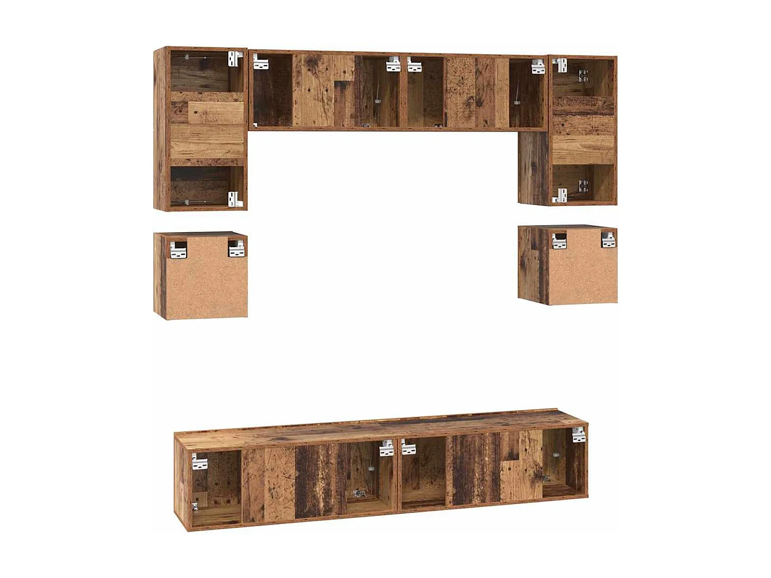 Ensemble meuble TV 8 pièces Bois ancien 80 x 30 x 30 cm